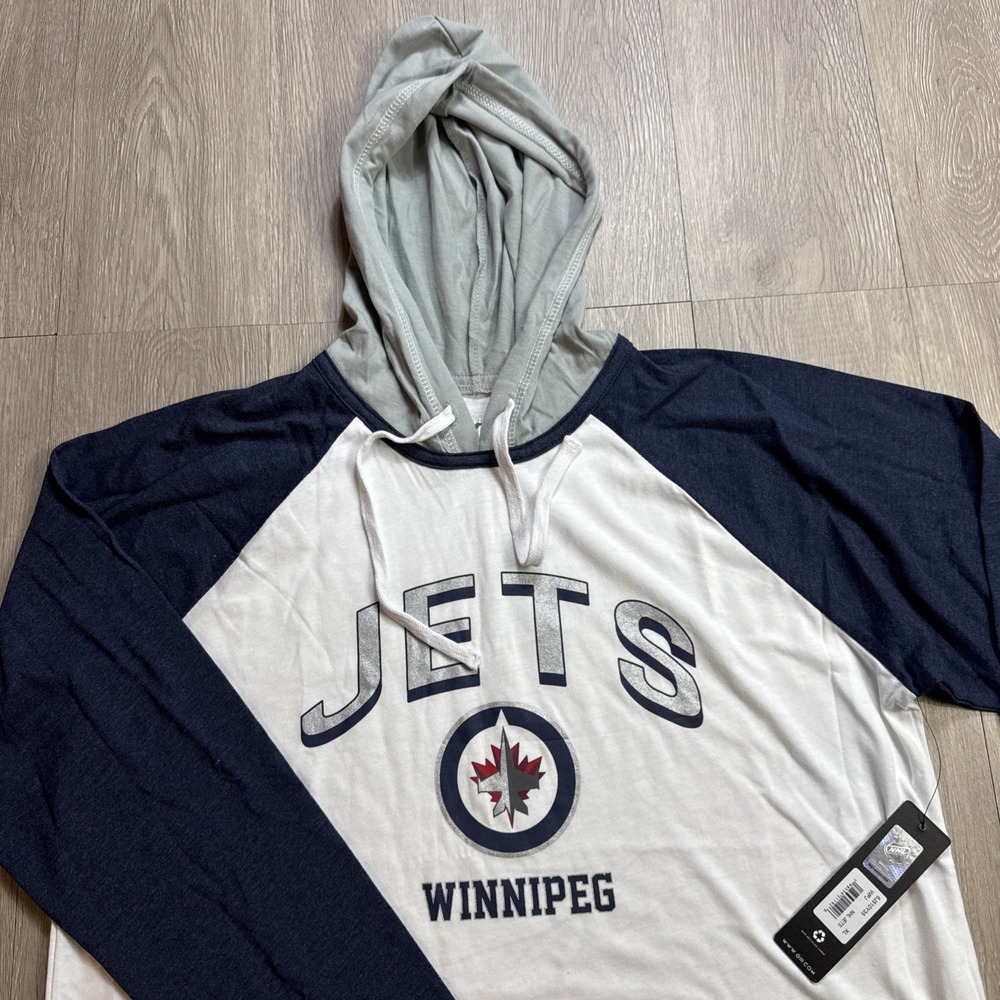 WINNIPEG JETS Women's Hoodie‎ Light Pullover XL Blue White GIII NHL Hockey New